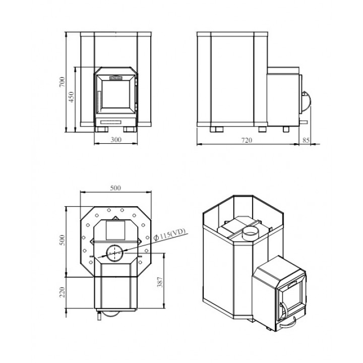 Estufa de sauna de leña - STOVEMAN 16-LS