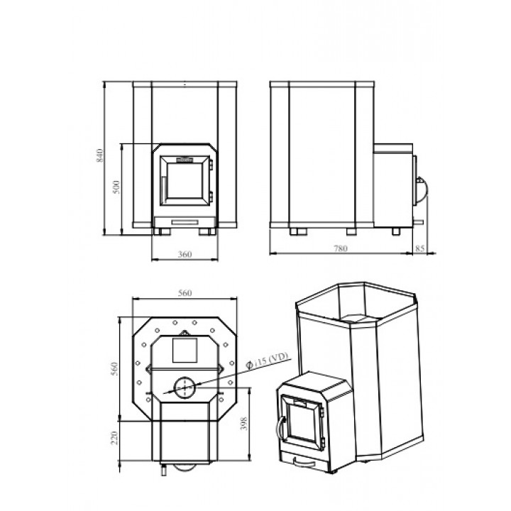 Estufa de sauna de leña - STOVEMAN 24 LS