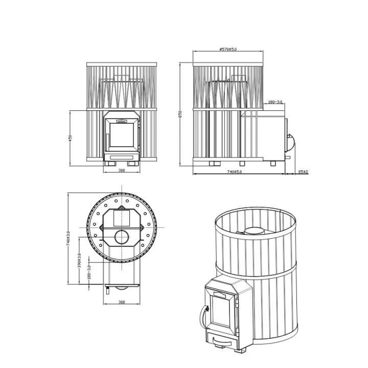 Estufa de sauna de leña - STOVEMAN CROWN 20R-LS