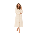 Bata de baño con capucha de terciopelo de algodón, color crema. - 0