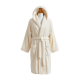 Bata de baño con capucha de terciopelo de algodón, color crema.