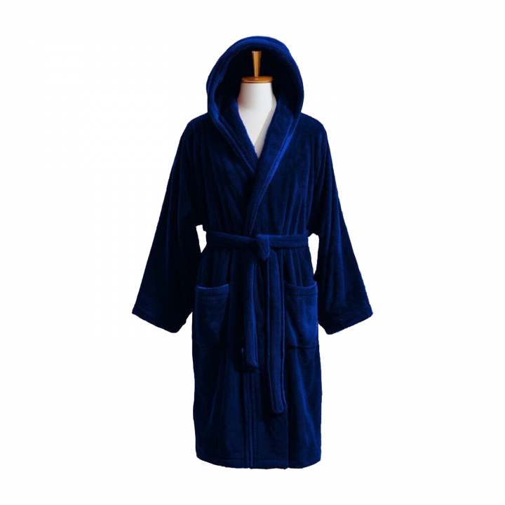 Bata de baño con capucha de terciopelo de algodón, azul, talla XL