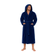 Bata de baño con capucha de terciopelo de algodón, azul, talla XL