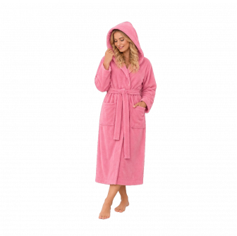 Bata de baño con capucha de terciopelo de algodón, rosa