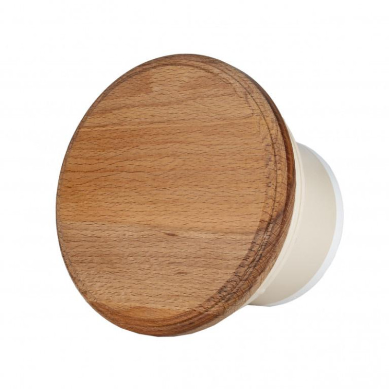 Ventilador de sauna MM-S con válvula antirretorno y acabado en madera redonda d/100mm