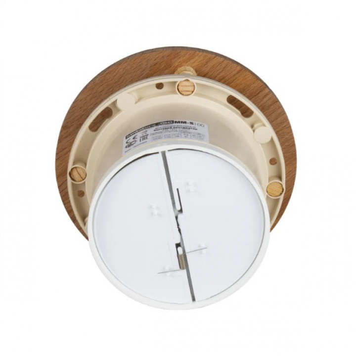 Ventilador de sauna MM-S con válvula antirretorno y acabado en madera redonda d/100mm