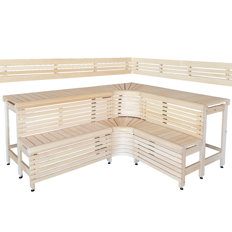 Bancos modulares para sauna con diseño “Sun Corner” 2114 × 2696 mm