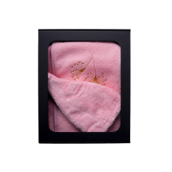 Set de regalo en caja para ELLA. Gorro y delantal de sauna para mujer - ROSA 