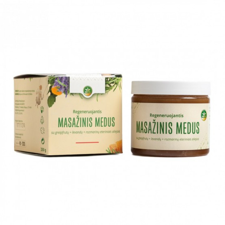 Miel para masajes con aceites esenciales de pomelo, lavanda y romero, 250 g