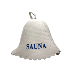 Gorro de sauna - SAUNA, con letras azules 