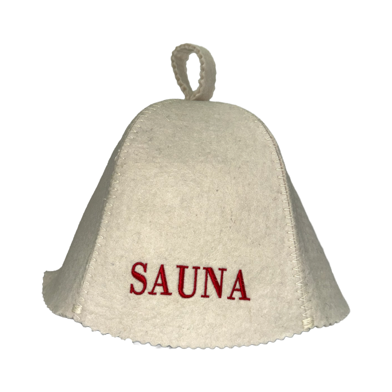 Gorro de sauna - Sauna, con letras rojas