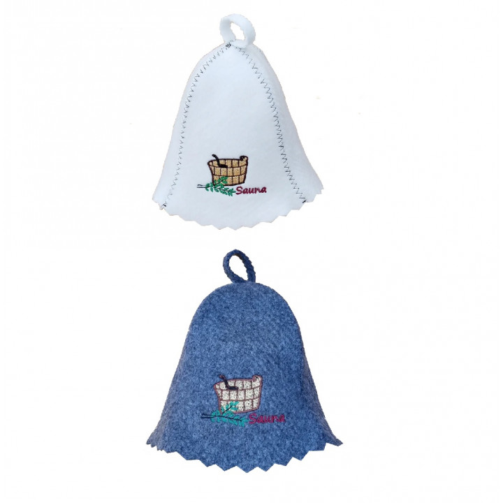 Gorro de sauna - SAUNA con cubo y cucharón dorados