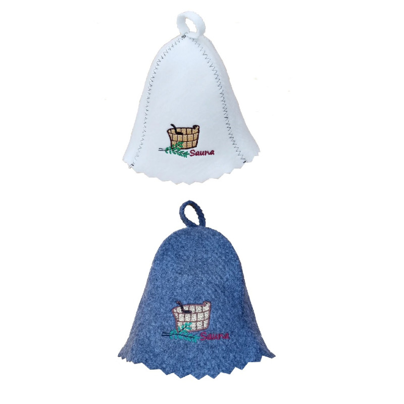 Gorro de sauna - SAUNA con cubo y cucharón dorados