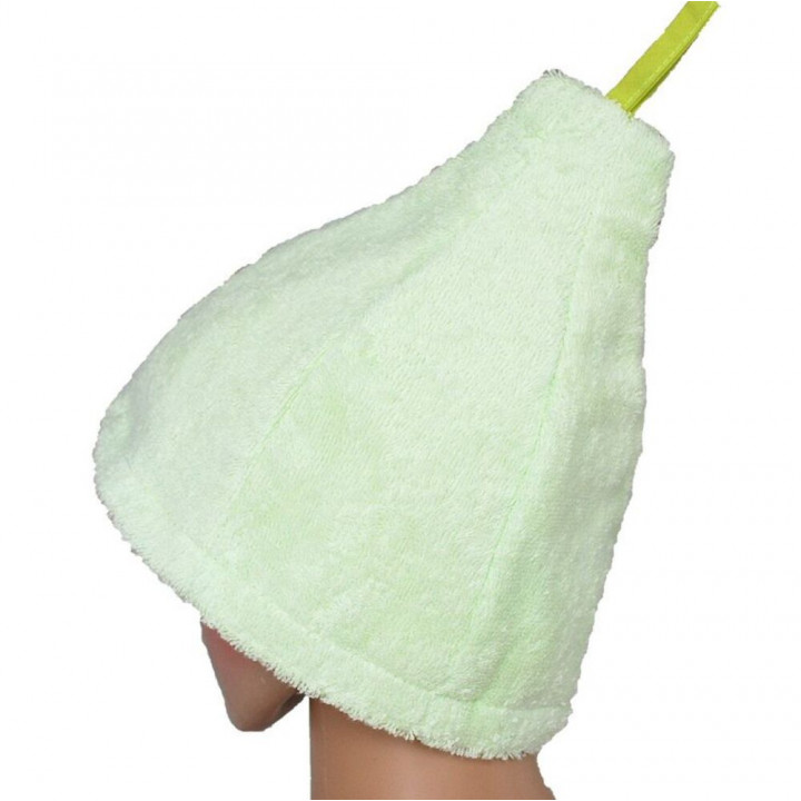 Set de regalo en caja para ELLA. Gorro y delantal de sauna para mujer, VERDE CLARO