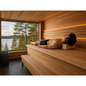 Reposacabezas de sauna de aliso con tejido textil. - 3