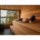 Reposacabezas de sauna de aliso con tejido textil.