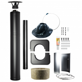 Conjunto de chimenea con aislamiento de acero - HARVIA, negro