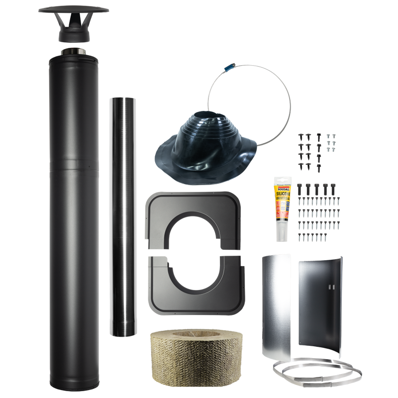 Conjunto de chimenea con aislamiento de acero - HARVIA, negro