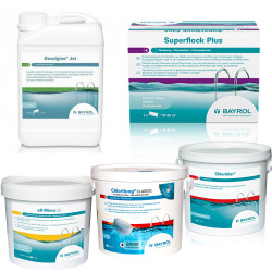 Kit de mantenimiento con cloro, para piscinas con filtro grande  Kit de mantenimiento con cloro, para piscinas con filtro grande
