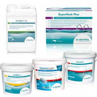 Kit de mantenimiento con cloro, para piscinas con filtro grande.