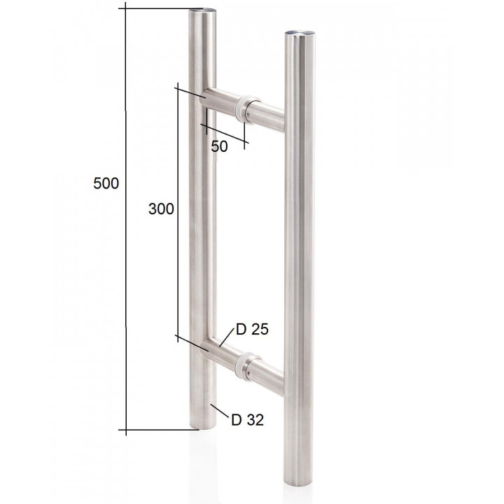 Manilla AD para puertas de cristal AU Premium, acero negro