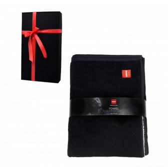 Toalla HARVIA #healingwithheat en caja de regalo, 90 x 170 cm, negro