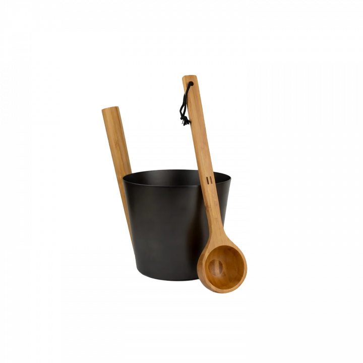 Juego de cubo y cucharón de aluminio RENTO, negro