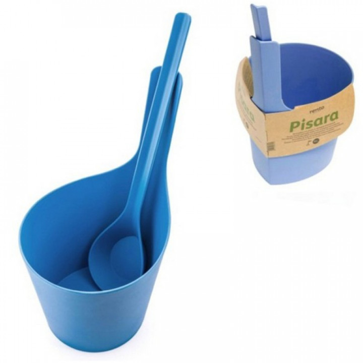 Juego de cubo y cucharón de bioplástico azul RENTO de 5 l