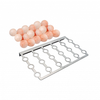 Bolas de sal SAUFLEX para saunas – Juego de 18 piezas con soporte