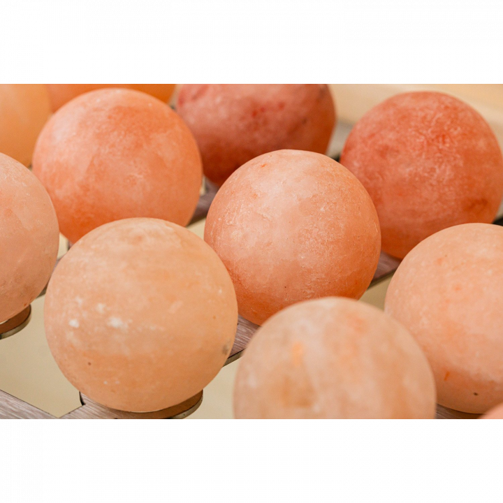 Bolas de sal SAUFLEX para saunas – Juego de 18 piezas con soporte