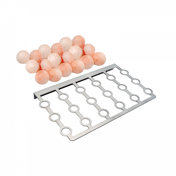 Bolas de sal SAUFLEX para saunas – Juego de 18 piezas con soporte