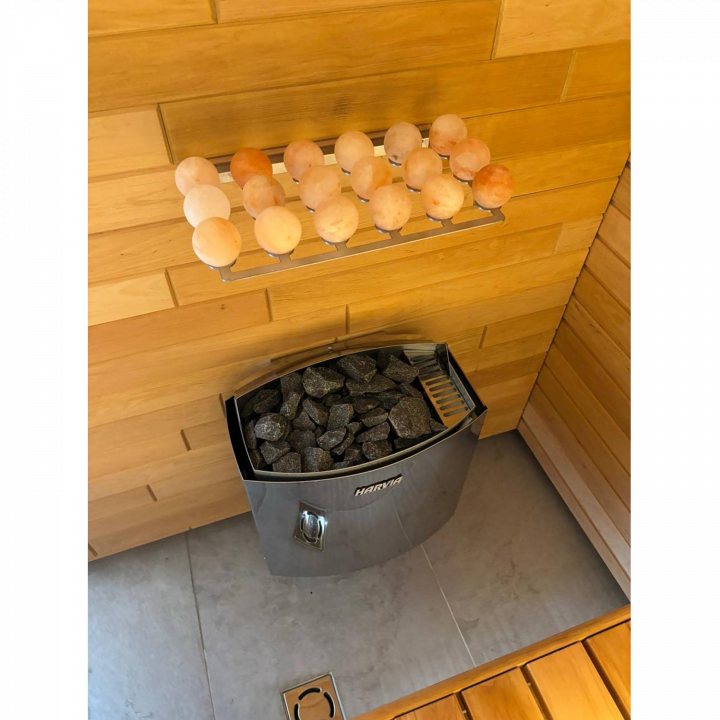 Bolas de sal SAUFLEX para saunas – Juego de 18 piezas con soporte