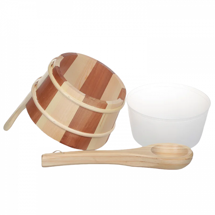 Cubo y cazo de madera SAUFLEX 4 l, pino, cedro