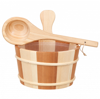 Cubo y cazo de madera SAUFLEX 4 l, pino, cedro