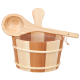 Cubo y cazo de madera SAUFLEX 4 l, pino, cedro
