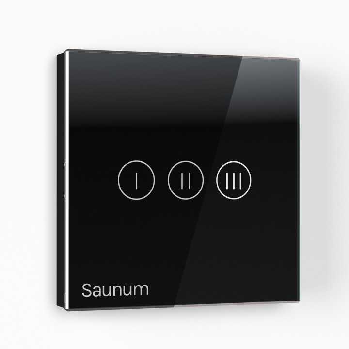 Control climático para sauna SAUNUM Base S Solution, panel de control negro.