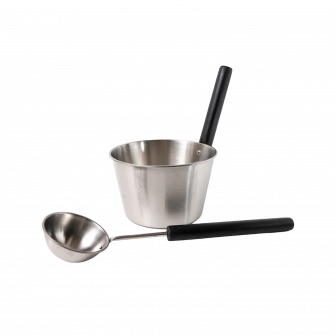 SAUNIA Juego de cubo y cucharón de acero inoxidable 4 l