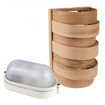 Conjunto lámpara y celosía Sawo 917-D, cedro