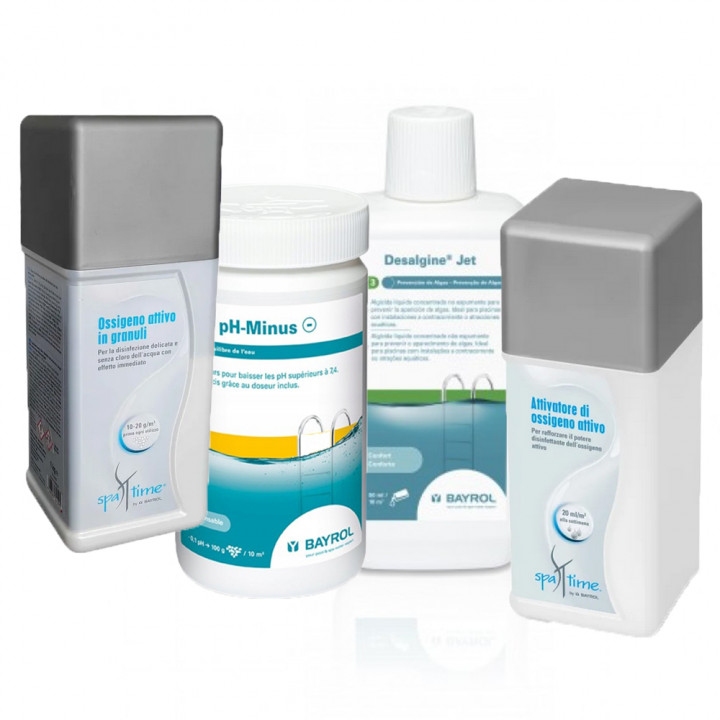 Kit de mantenimiento para jacuzzi o bañera de hidromasaje, sin cloro.