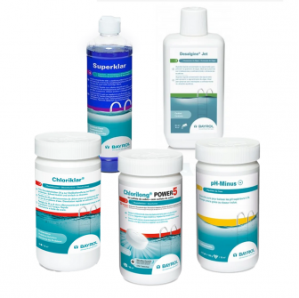 Kit de mantenimiento para piscinas con filtro de cartucho, con cloro.