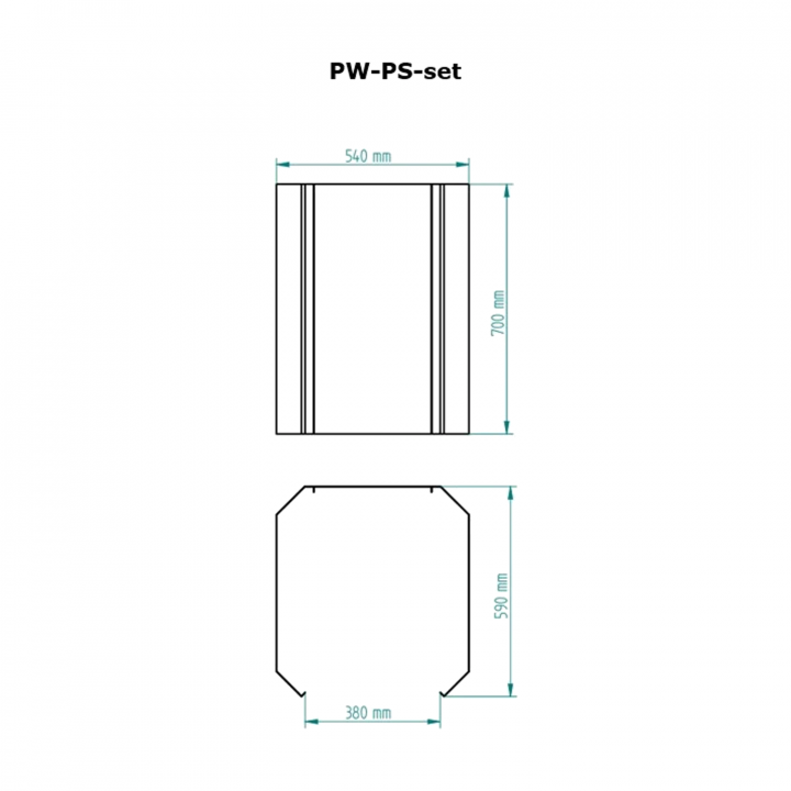 Pared protectora SKAMET para estufas de sauna de leña modelo PS, PW-PS-set