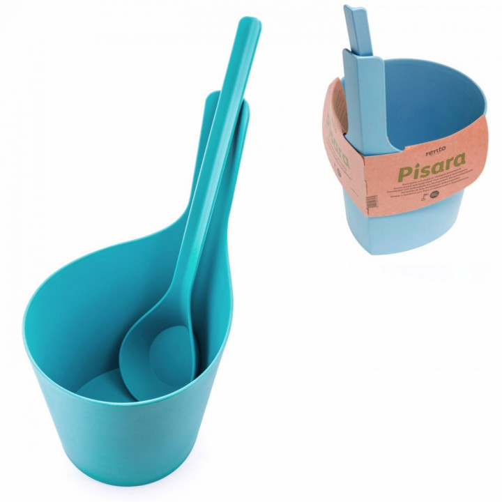 Juego de cubo y cucharón de bioplástico azul claro RENTO de 5 l
