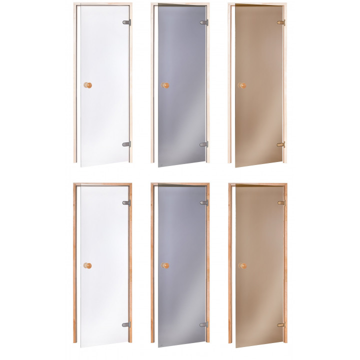 Puertas estándar para sauna, 80 x 200 mm, aliso, bronce.