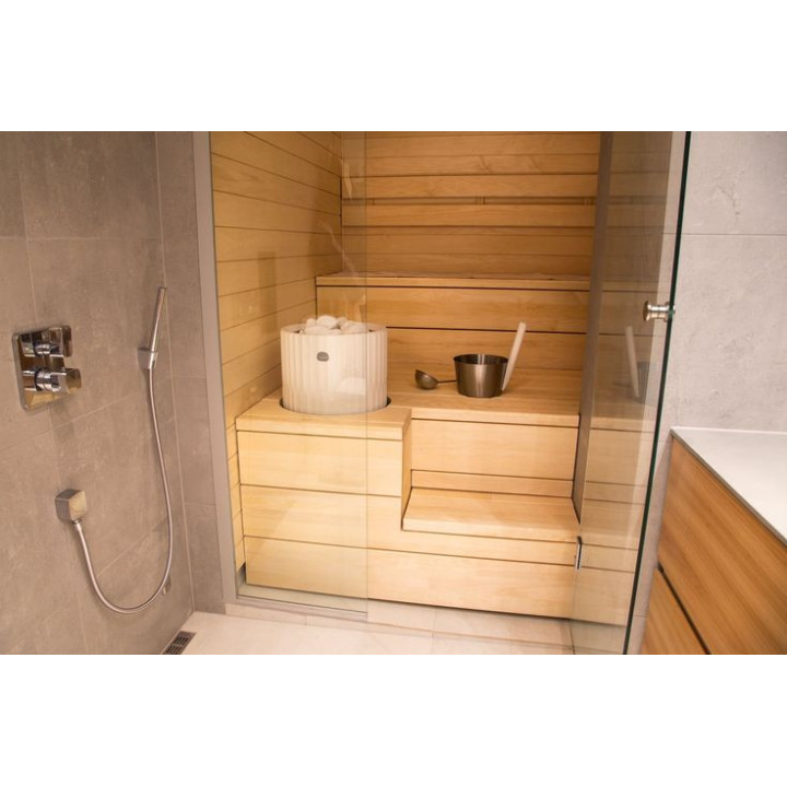 Calentador eléctrico para sauna TULIKIVI RIITE integrado, con panel de control.