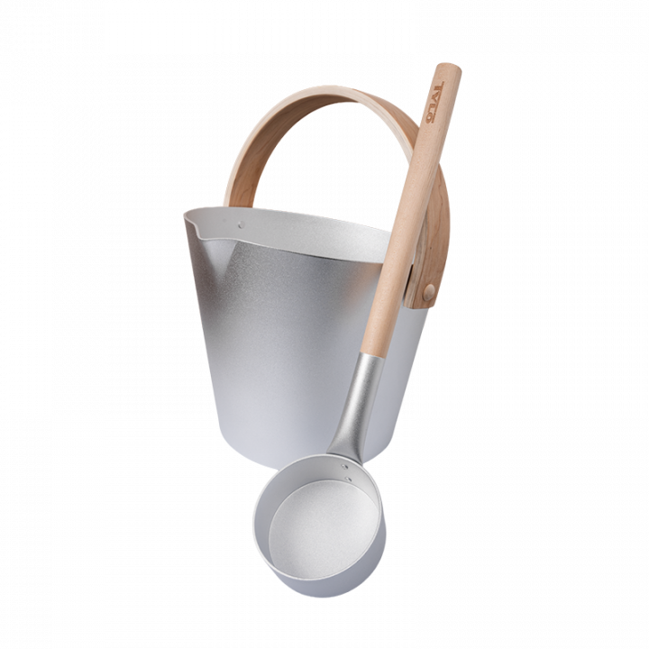 Juego de cubo y cucharón de aluminio TYLOHELO, gris