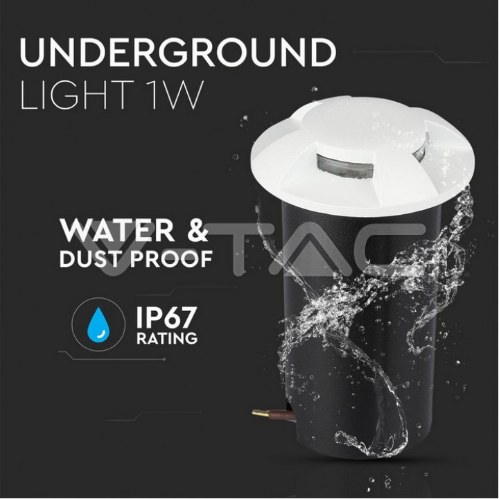 Bañador de suelo LED 1W Blanco 4 vías 3000K