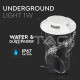 Bañador de suelo LED 1W Blanco 4 vías 3000K