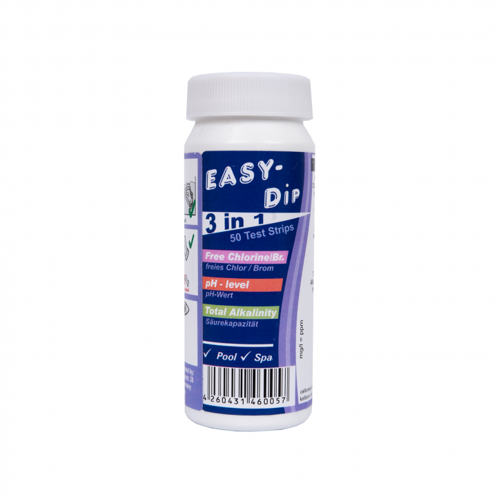 Tiras reactivas para análisis de agua Easy-Dip 3 en 1, para medir pH/cloro/BR/alcalinidad, 50 unidades.