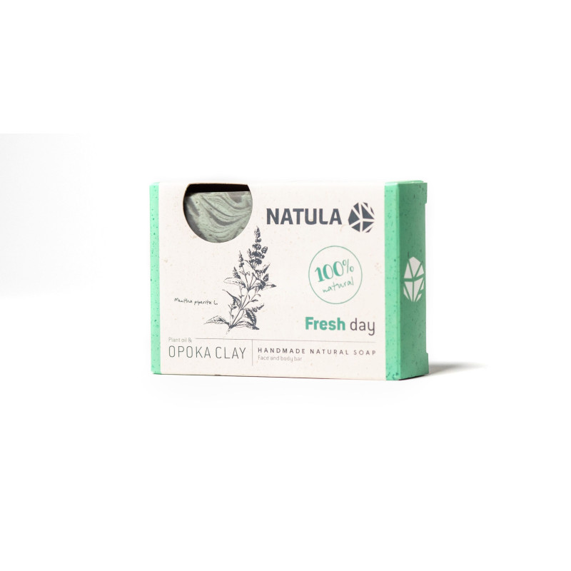 Jabón facial y corporal NATULA con roca de opoka y menta 100g