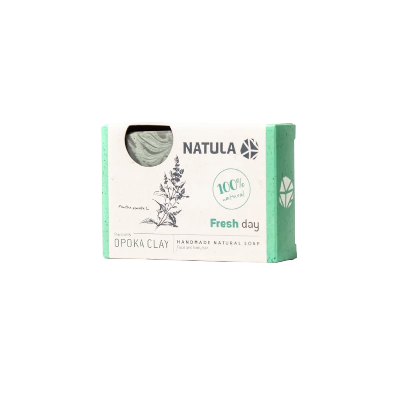 Jabón facial y corporal NATULA con roca de opoka y menta 100g